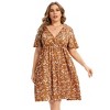 Clearlove Plus Size Dresses for Curvy Women Floral Sleeves Tiered Layers Casual Mini Dress with Pocket - 2 of 4