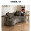 Moon-Shaped Sofa with Deep Seat, Modern Chenille Fabric Sleeper Sofa, Non-Assembly Foam Compression Sofa, Yellow/Gray - ModernLuxe - 3 of 4