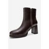 NAPOLI - Brown Leather Block Heel Boot (Women) brown cilt 5.5 Forever & Always Shoes US - 4 of 4