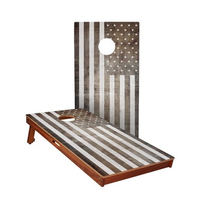 Skip's Garage | Vintage Black And White American Flag All-Weather Cornhole Boards - ACA Sig Pro Series