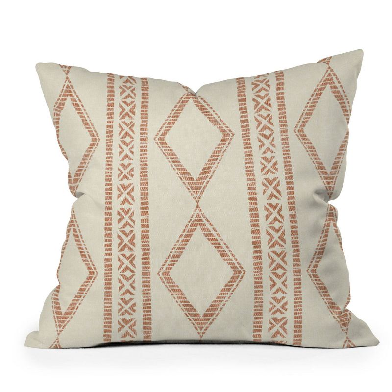 Little Arrow Design Co. Oceania Diamond Stripes Ginger Outdoor Throw Pillow Cream - Deny Designs, 1 of 5
