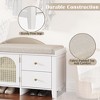 CAVINAS Vintage Shoe Bench with 2 Rattan Doors & 2 Drawers,Cushioned Seat Storage Bench for Entryway,Bedroom,Living Room - 3 of 4