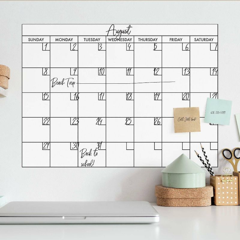 Basics Dry Erase Calendar Peel and Stick Giant Wall Decal Black - RoomMates, 3 of 6