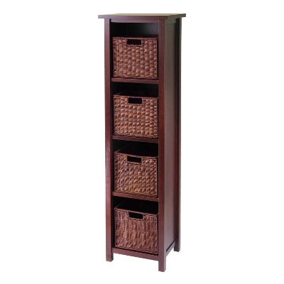 55.98" 5pc Milan Storage Shelf with Baskets Walnut - Winsome