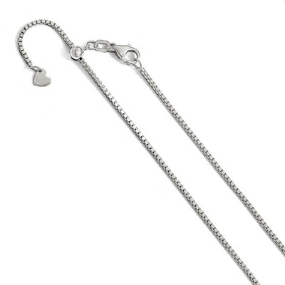 Black Bow Jewelry 1.2mm 14k White Gold Adjustable Box Chain Necklace