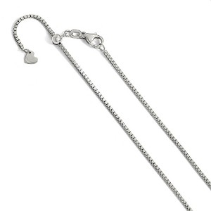 Black Bow Jewelry 1.2mm 14k White Gold Adjustable Box Chain Necklace - 1 of 4