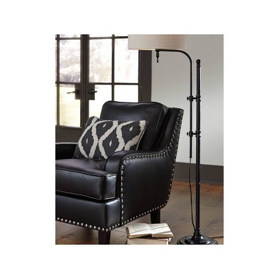 Contemporary Anemoon Adjustable Black Metal Floor Lamp with Drum Shade