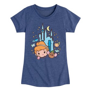 Girls' - Disney Princess - Cinderella and Gus Chibi Kawaii Fitted Short Sleeve Graphic T-Shirt - 1 of 4