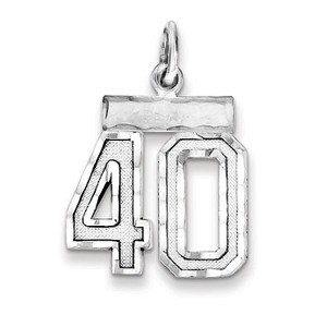 Black Bow Jewelry Sterling Silver, Varsity Collection, Small D/C Pendant, Number 40 - 1 of 4