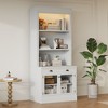 NicBex Retro Display Bookcase 5 Color Adjustable Shelves Mid-Century Modern Tempered Glass Cabinet Multiroom Display Solution, White - 2 of 4