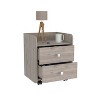 2-Drawer Premium York Nightstand - Engineered Wood with 4 Rolling Casters， - 4 of 4