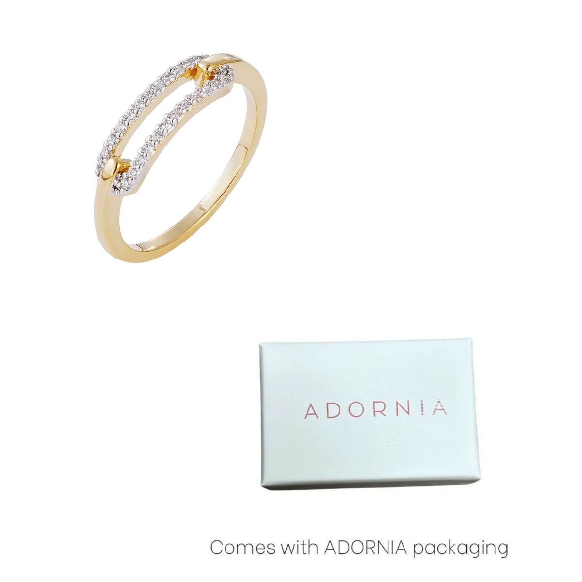 Adornia 14k Gold Plated CZ Link Ring - thumbnail 5