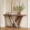 Tribesigns 63"Console Table with Geometric Base, Narrow Wood Sofa Table Behind for Hallway, Foyer, Living Room, Dark Brown - 4 of 4