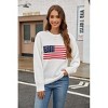 Coolmee Women's Flag Pattern Long Sleeve Crew Neck Sweater Casual Loose Pullover Sweater - 3 of 4