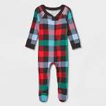 Baby Buffalo Check Matching Family Footed Pajama - Wondershop™ Green/Red/Black
