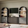 71" Tall Arched Bookcase, 5-Tier Arched Bookshelf with Mid Century Doors, Wooden Storage Cabinet with Open Display Shelves and Adjustable Shelf - 3 of 4