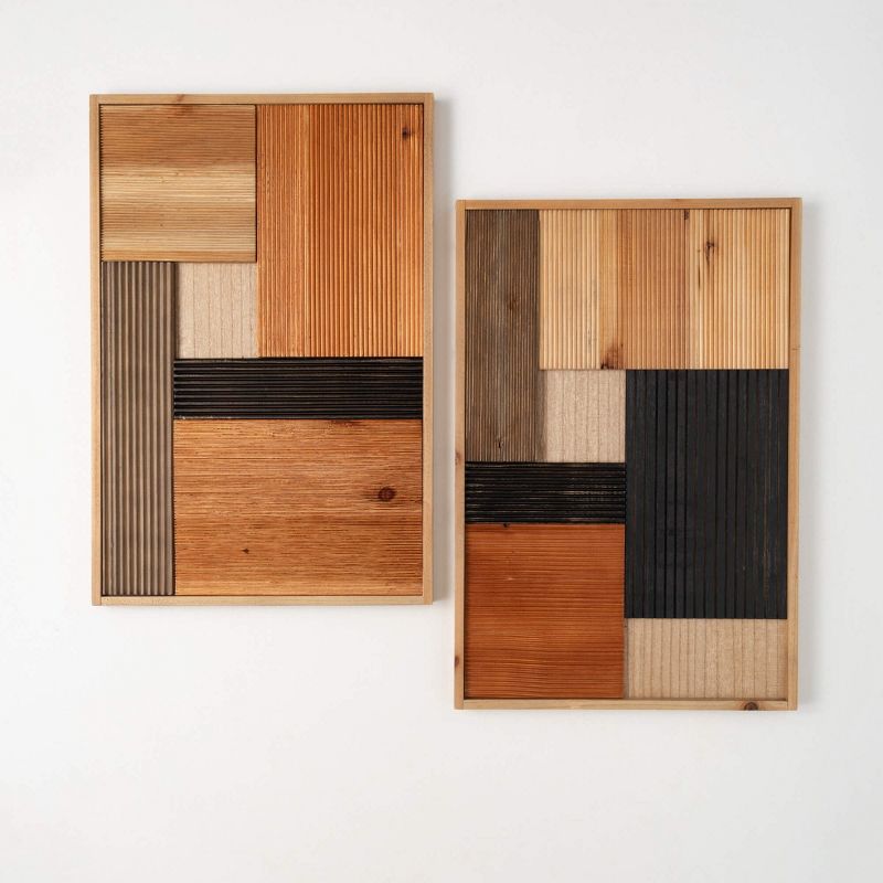 Sullivans 24" Modern Wood Wall Panel Decor Set of 2, 1 of 4