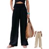 Coolmee Women Casual Linen Palazzo Pants Boho Wide Leg High Waist Lounge Pant Travel Vacation Outfits - 4 of 4