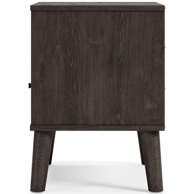 Contemporary Two-Toned Beige & Black Nightstand with Open Shelving