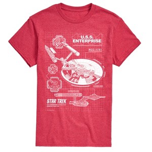 Men's - Star Trek - Enterprise Diagram Short Sleeve Graphic T-Shirt - 1 of 4