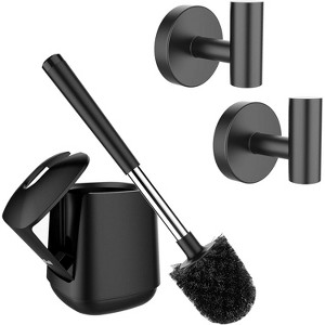 SetSail Toilet Brush and Holder, Self Closing Lid Toilet Bowl Brushes Holder - 1 of 3
