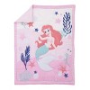 Disney The Little Mermaid Pink, Aqua, and Coral Ariel Cute by Nature 4 Piece Nursery Crib Bedding Set - 2 of 4