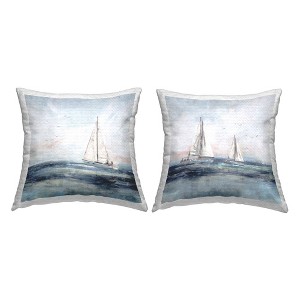Stupell Industries White Sailboats Ocean Waves , 18 x 18 - 1 of 3