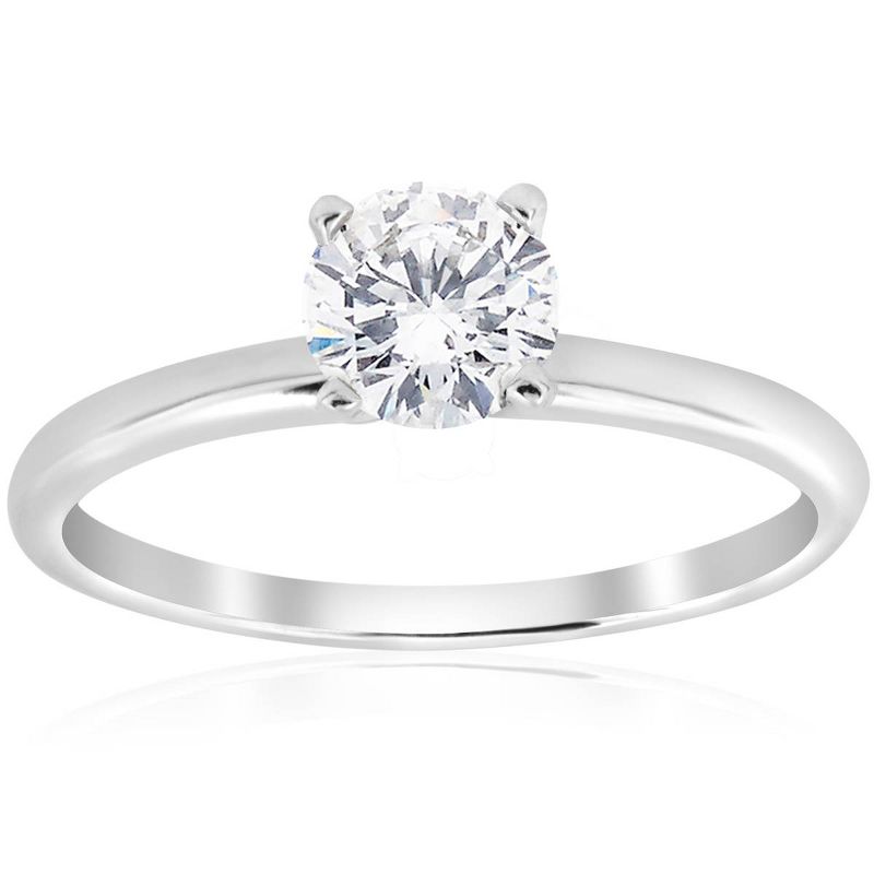 Pompeii3 5/8ct Solitaire Round Diamond Engagement Ring 14K White Gold Brilliant Jewelry, 1 of 5