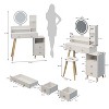 AZL1 Life Concept Vanity Table with Round Mirror Bedside Cabinet Cushioned Stool Dedicated Hair Dryer Bracket for Bedroom, White, 35"*18"*7" - 3 of 4