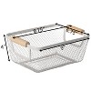 Basicwise Multipurpose Metal Mesh Basket with Wooden Handle Storage Organizers for Kitchen, Bathroom, Cabinet, and Closet - 4 of 4