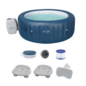 Bestway SaluSpa Milan AirJet Inflatable Hot Tub with Set of 2 Non Slip Pool and Spa Seat and Padded Headrest Pillow with Adjustable Strap, Gray - 1 of 4