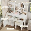 LIVAREEmlen Fashion Vanity Desk with Mirror and Lights for Makeup and Cushioned Chair,3 Color Lighting Brightness Adjustable,Dressing Table - 3 of 4