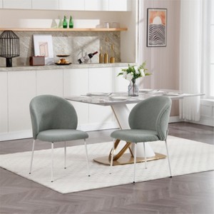 DOMETOUR Iron-Footed Dining Chair with Adjustable Foot Pads Suitable for Dining Room Living Room Study Room Set of 2 - 1 of 4