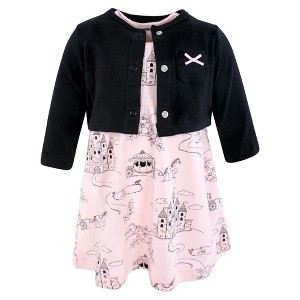 Hudson Baby Infant and Toddler Girls Cotton Dress and Cardigan Set, Fairytale Princess - 1 of 4