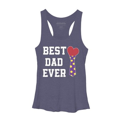 Women's Design By Humans Best Dad Ever Heart Tie By sukhendu12 Racerback Tank Top