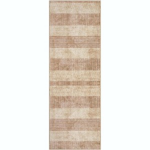 Acekool Modern Washable Area Rug, Non-Slip Low Pile Stripe Pattern, Soft 8'x10' Rug for Living Room, Bedroom, Entryway, Blue - 1 of 4