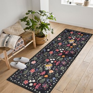 Boho Washable Floral Rugs, Large Living Room Rug, Non-Slip Soft Indoor Rugs for Bedroom, Area Rug Carpet for Dining Room Guest Room - 1 of 4
