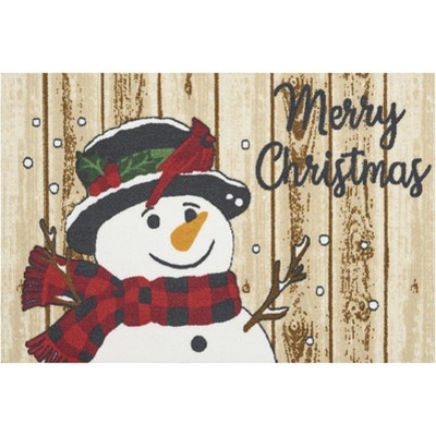 Nourison Light Enhance Xmas Merry Snowman 2' x 3' Beige Christmas Holiday Accent Rug