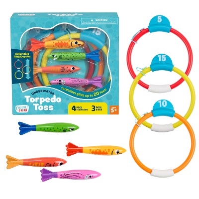 thumbnail image 2 of American Flag Pool Basketball & Ring Toss Game - 2-in-1 Inflatable Pool Toys For Summer Fun 2 of 4