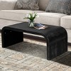 47" Vintage Farmhouse Coffee Table,Curved Art Deco Design Centerpiece for Living Room-Baofuwish - 2 of 4
