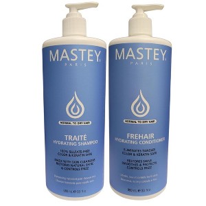 Mastey Paris Professional Traite Hydrating Shampoo (33 oz) and Masley Frehair Hydrating Conditioner (33 oz) - LITER DUO SET - 1 of 4
