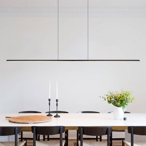 LLHZSY 47" Black Warm Kitchen Island Pendant Lighting Integrated LED Linear Chandelier Light Fixture - 1 of 4
