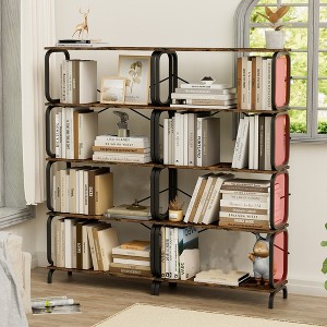 Floor Standing Tall Bookshelf, Vintage 5 Tier Display Storage Open Bookshelf, Industrial Tall Bookcase Organizer for Living Room Bedroom Home Office - 1 of 4