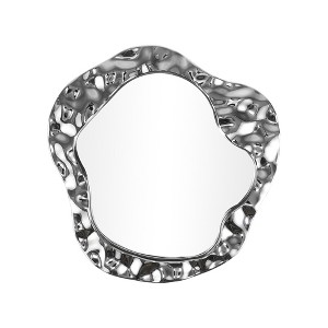 Unique Bargains Water Wave Pattern Cosmetic Mirror Silver Tone 1 Pc - 1 of 3