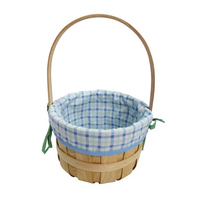 9" Chipwood with Liner Easter Decorative Basket Cool Blue Plaid  - Spritz™