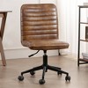 Furniliving Office Desk Armless Chair Faux Leather Upholstered Mid-Back 360° Swivel Adjustable Task Chair - 3 of 4