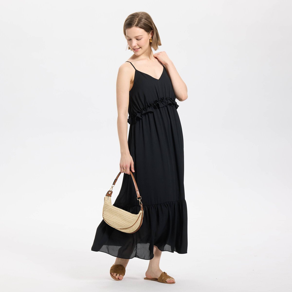 Женские платья A New Day Women's Tiered Maxi A-Line Dress - A New Day™ Black L — фото 3