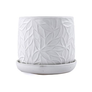 Vynxaria 2-Piece Gloss White Ceramic Planter Pot Set for Indoor & Outdoor Use - 1 of 4