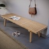 LeisureMod 60" Mid-Century Slatted Wood Entry Bench, Natural Wood - 2 of 4