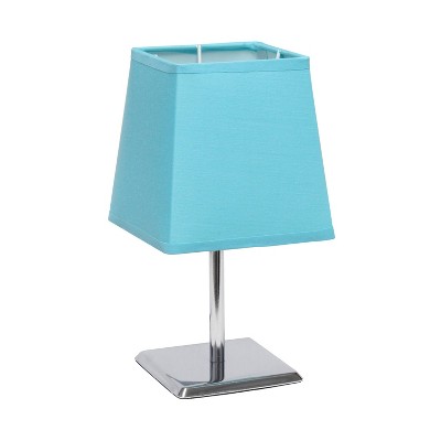 Mini Table Lamp with Squared Empire Fabric Shade Blue - Simple Designs